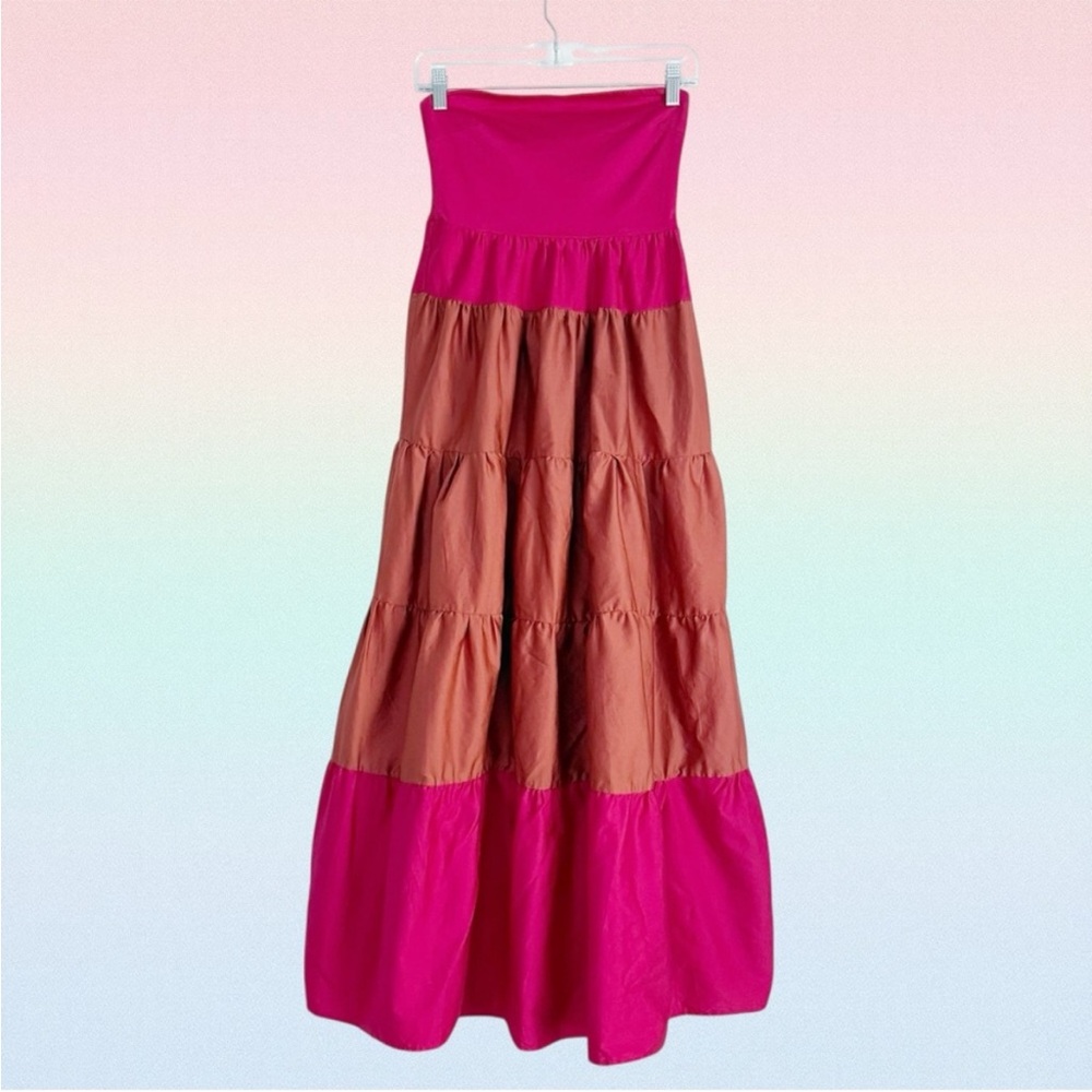Forever 21 Strapless Pink and Red Tiered Dress - Picture 3 of 12